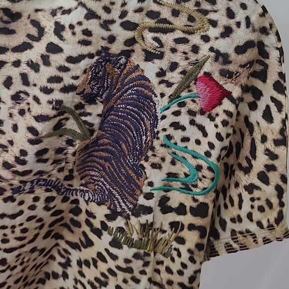 $295 JOHNNY WAS XL NEW LEOPARD EMBROIDERED MAISIE TUNIC DRESS extra large NWT - Picture 12 of 13